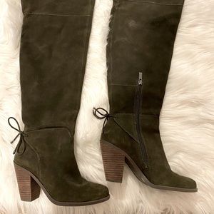 Army green suede boots